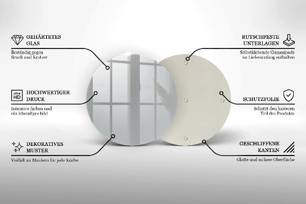 Steklena podloga za rezanje Siva barva