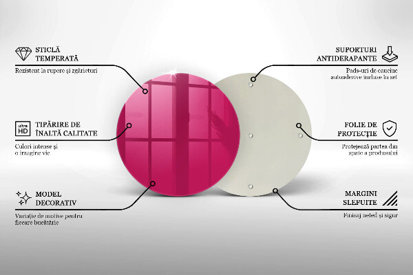 Steklena podloga za rezanje Roza barva