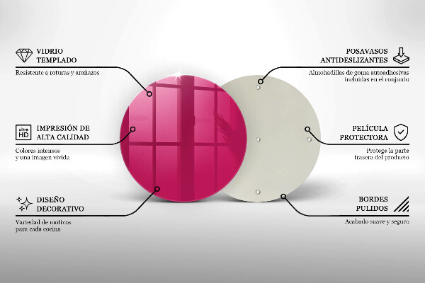 Steklena podloga za rezanje Roza barva