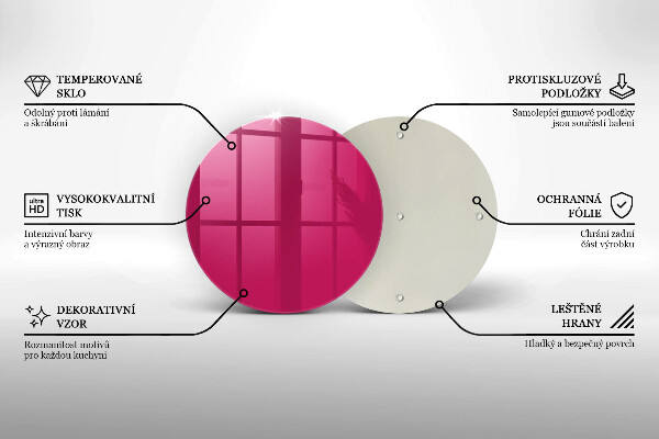 Steklena podloga za rezanje Roza barva