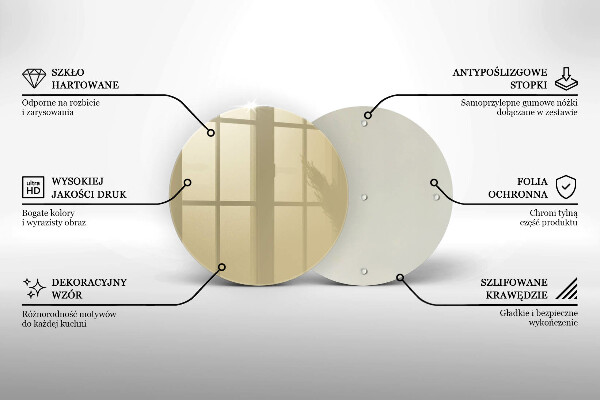 Steklena podloga za rezanje Bež barva