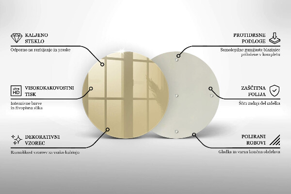 Steklena podloga za rezanje Bež barva