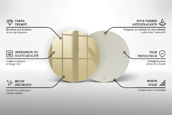 Steklena podloga za rezanje Bež barva