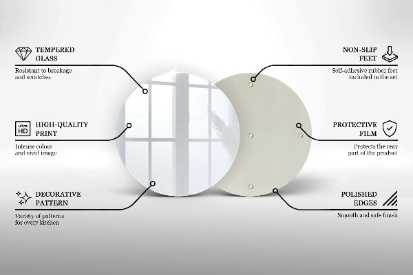 Steklena podloga za rezanje Bela barva