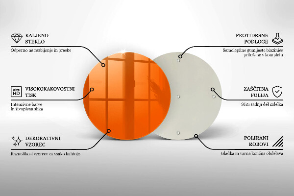Steklena podloga za rezanje oranžna barva