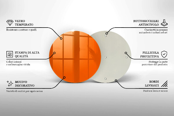 Steklena podloga za rezanje oranžna barva