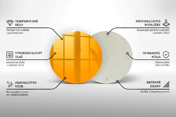Steklena podloga za rezanje Temno rumene barve