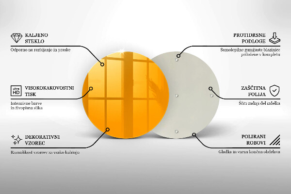 Steklena podloga za rezanje Temno rumene barve