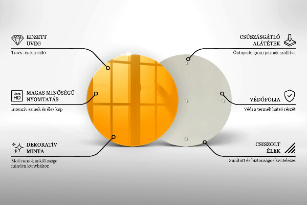 Steklena podloga za rezanje Temno rumene barve