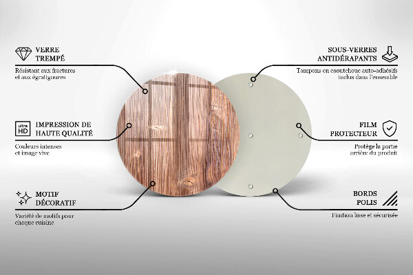 Steklena podloga za rezanje Naravni les