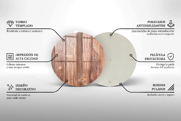 Steklena podloga za rezanje Naravni les