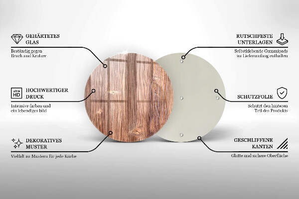 Steklena podloga za rezanje Naravni les