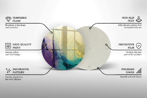Steklena podloga za rezanje Ozadje z zlatom