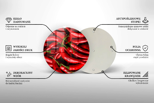 Steklena podloga za rezanje Pekoče čili paprike