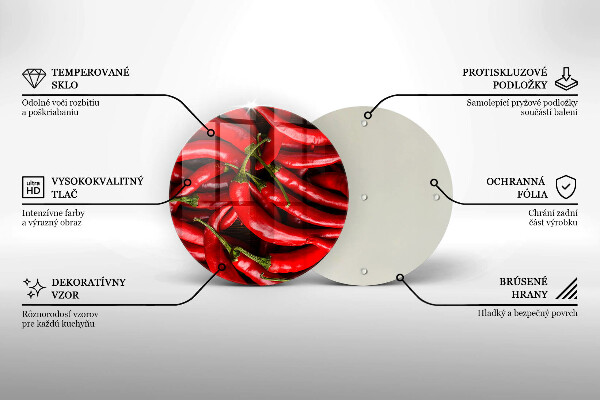 Steklena podloga za rezanje Pekoče čili paprike