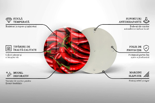Steklena podloga za rezanje Pekoče čili paprike