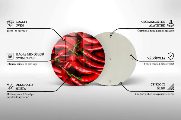 Steklena podloga za rezanje Pekoče čili paprike