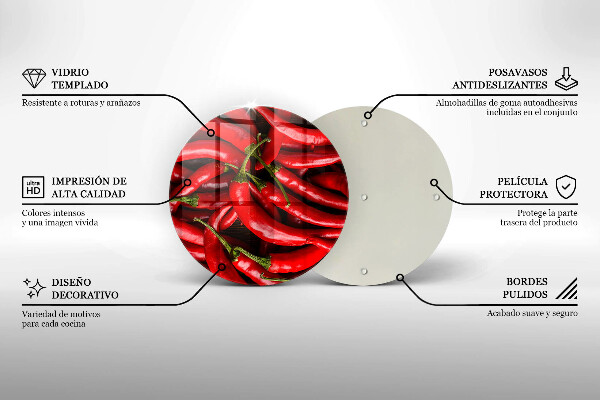 Steklena podloga za rezanje Pekoče čili paprike