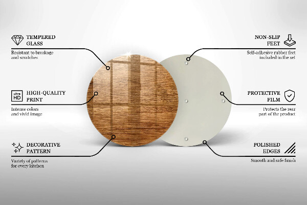 Steklena podloga za rezanje Tekstura lesene plošče