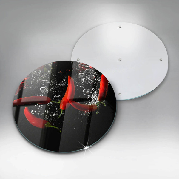 Steklena podloga za rezanje Čili paprike v vodi