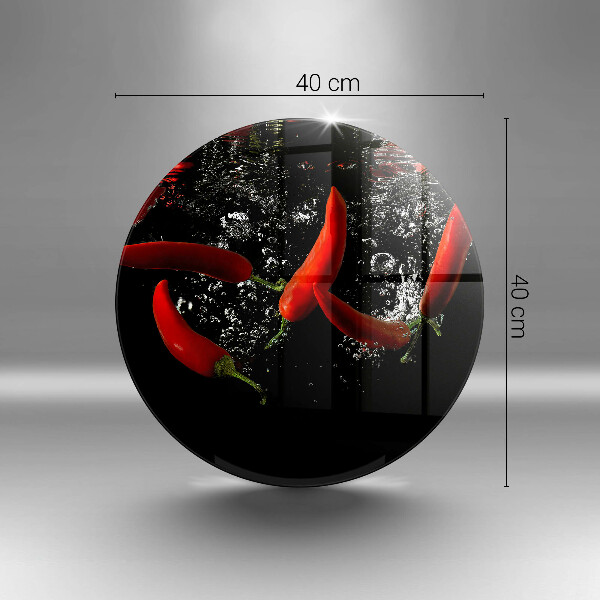 Steklena podloga za rezanje Čili paprike v vodi