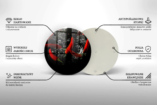 Steklena podloga za rezanje Čili paprike v vodi