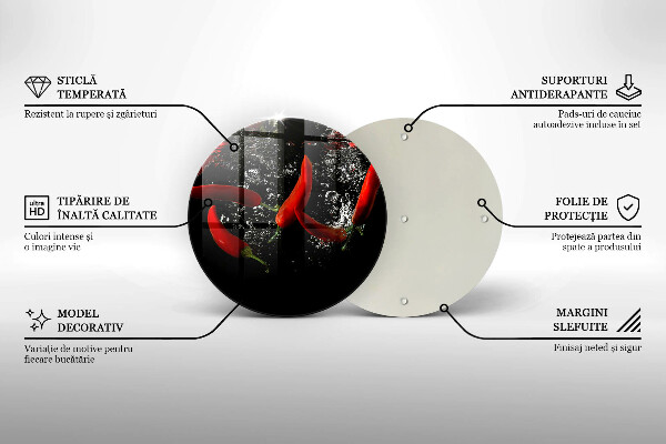 Steklena podloga za rezanje Čili paprike v vodi