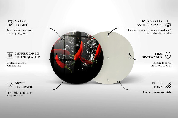 Steklena podloga za rezanje Čili paprike v vodi