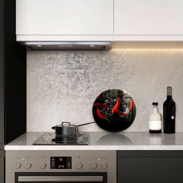 Steklena podloga za rezanje Čili paprike v vodi