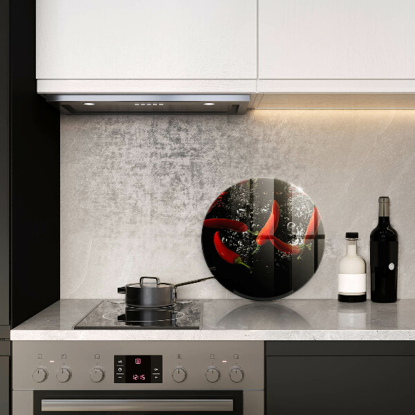 Steklena podloga za rezanje Čili paprike v vodi