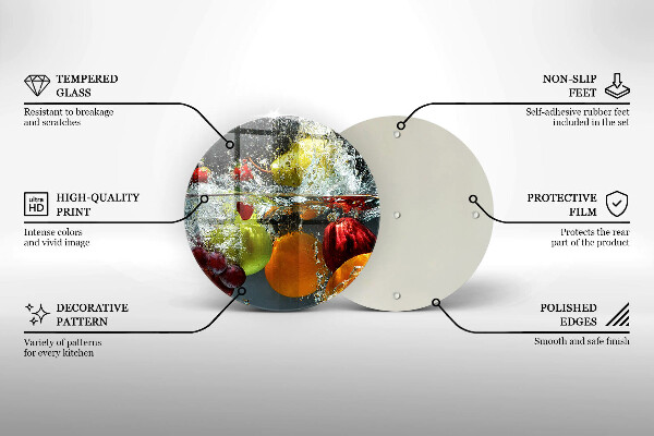 Steklena podloga za rezanje Sočno sadje v vodi