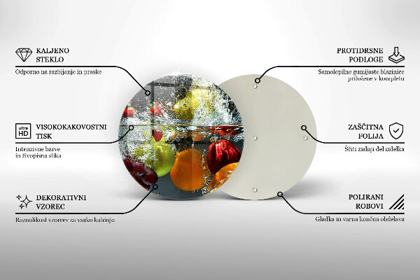 Steklena podloga za rezanje Sočno sadje v vodi