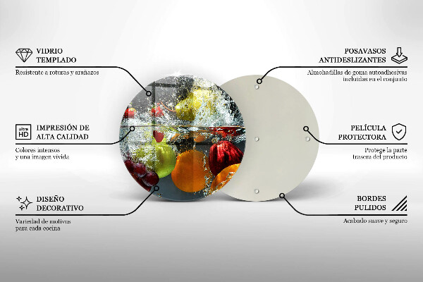 Steklena podloga za rezanje Sočno sadje v vodi