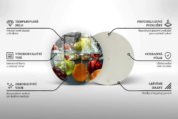 Steklena podloga za rezanje Sočno sadje v vodi