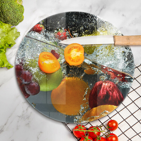 Steklena podloga za rezanje Sočno sadje v vodi
