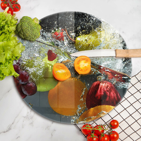 Steklena podloga za rezanje Sočno sadje v vodi