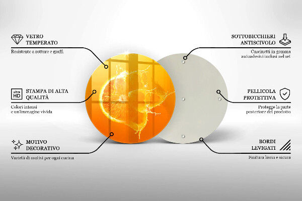 Steklena podloga za rezanje Sočno oranžno sadje