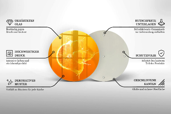 Steklena podloga za rezanje Sočno oranžno sadje