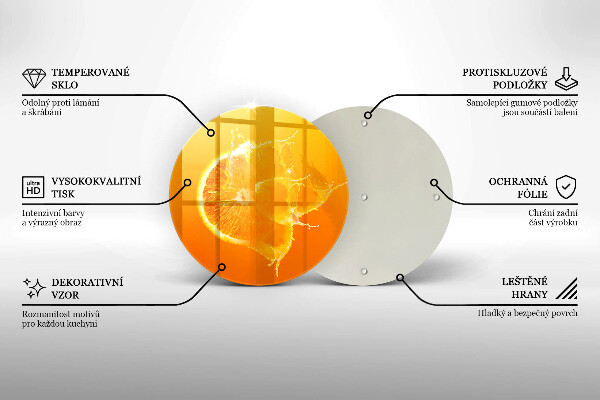 Steklena podloga za rezanje Sočno oranžno sadje