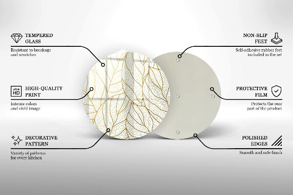 Steklena podloga za rezanje Črtni vzorec listov