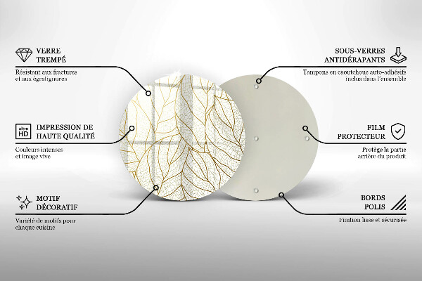 Steklena podloga za rezanje Črtni vzorec listov
