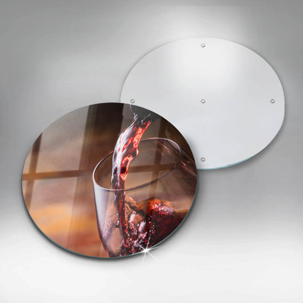 Steklena podloga za rezanje Rdeče vino in kozarec