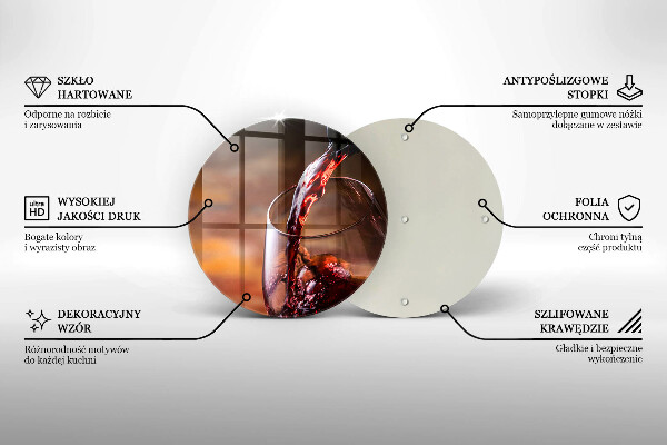 Steklena podloga za rezanje Rdeče vino in kozarec