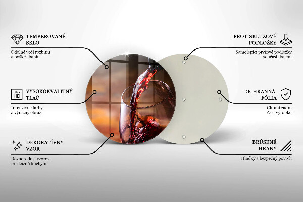 Steklena podloga za rezanje Rdeče vino in kozarec