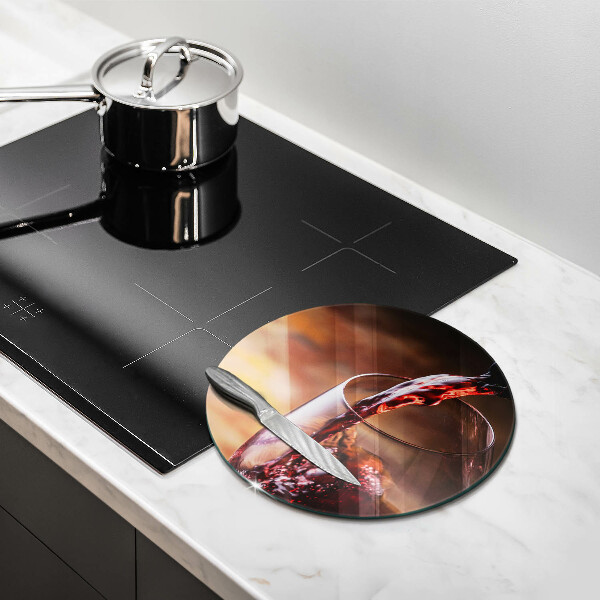 Steklena podloga za rezanje Rdeče vino in kozarec