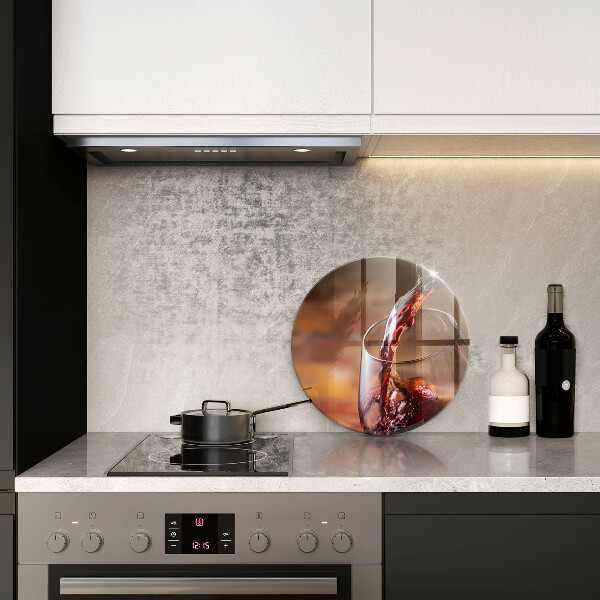 Steklena podloga za rezanje Rdeče vino in kozarec