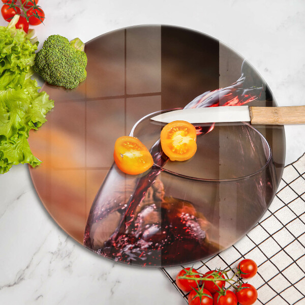 Steklena podloga za rezanje Rdeče vino in kozarec