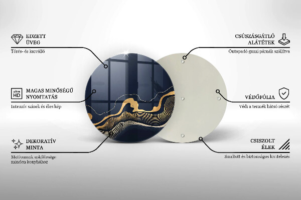 Steklena podloga za rezanje Abstraktne zlate črte
