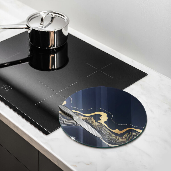 Steklena podloga za rezanje Abstraktne zlate črte