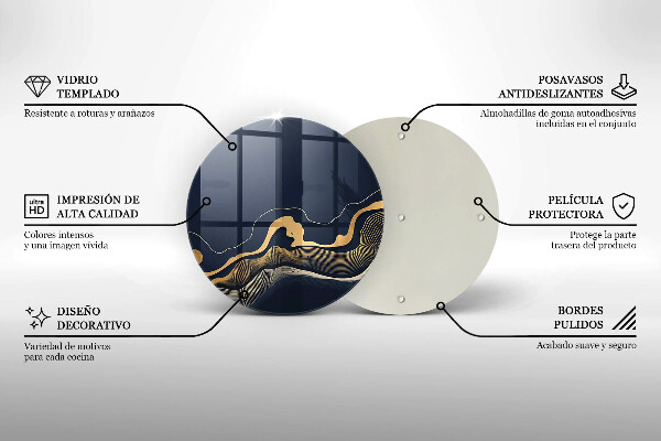 Steklena podloga za rezanje Abstraktne zlate črte
